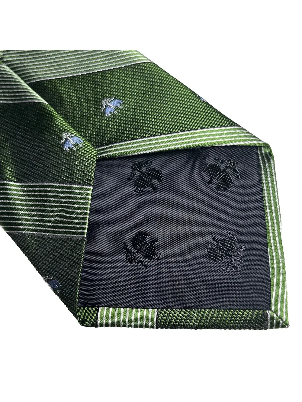 Brooks Brothers Golden Fleece Hanging Sheep Logo Silk Green Necktie Silk Tie VTG
